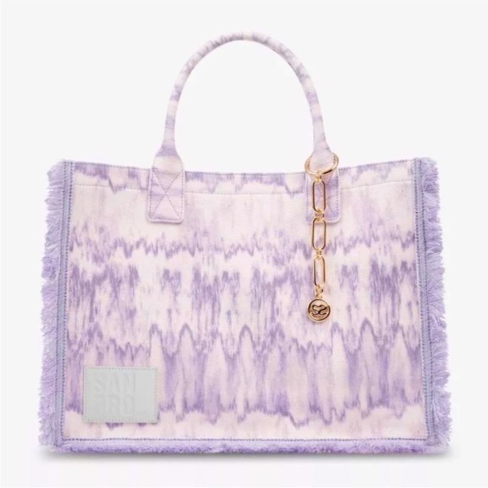 NWOT Sandro Kasbah Tote Tie Dye Pink Purple Fringe